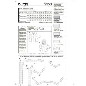 فروش اینترنتی الگو خیاطی پالتو کودک بوردا کیدز کد 9353 سایز  2 تا 7 سال متدمولر