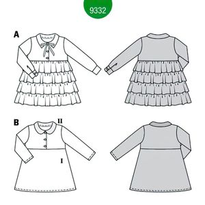الگو خیاطی مانتو و پیراهن دخترانه مجله بوردا استایل کد 9332 متدمولر سایز 2 تا 7 سال
