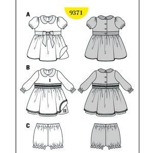 خرید آنلاین الگو خیاطی لباس نوزادی بوردا کیدز کد 9371 سایز 3 ماه  تا 2 سال متد مولر