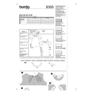 فروش اینترنتی الگو خیاطی تونیک و پیراهن زنانه بوردا استایل کد 6305 سایز 46 تا 60 متد مولر