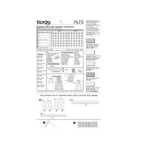 خرید اینترنتی الگو خیاطی تاپ دامن مجلسی زنانه بوردا استایل کد 7473 سایز 36 تا 46 متد مولر