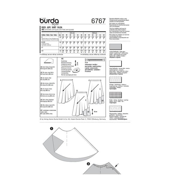 الگوی خیاطی دامن زنانه بوردا استایل کد 6767 سایز 36 تا 46 متد مولر