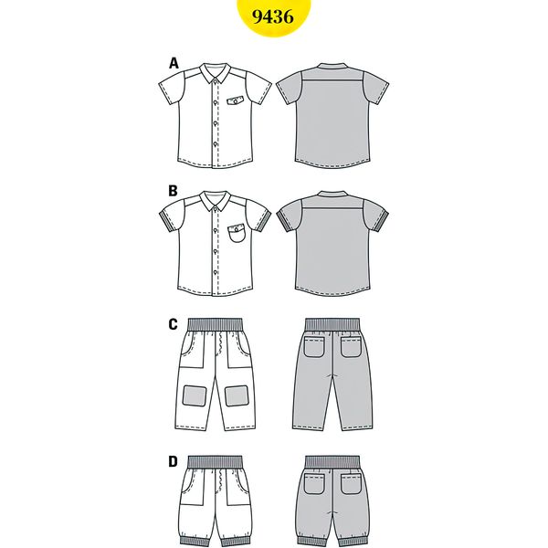 الگو خیاطی پیراهن و شلوار کودک بوردا کیدز کد 9436 سایز 6 ماه تا 3 سال متد مولر