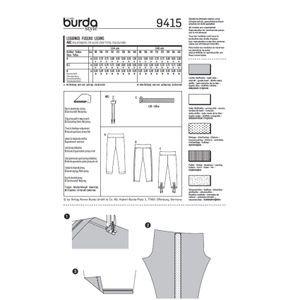 فروش اینترنتی الگو خیاطی شلوار کودک بوردا کیدز کد 9415 سایز 3 تا 10 سال متد مولر