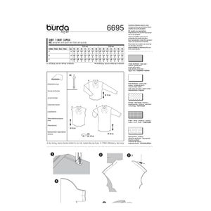 خرید آنلاین الگو خیاطی تاپ و بلوز زنانه بوردا استایل کد 6695 سایز 36 تا 48 متد مولر