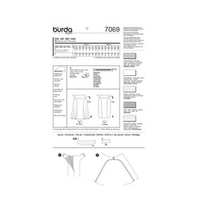 خرید آنلاین الگو خیاطی دامن زنانه بوردا استایل کد 7069 سایز 34 تا 46 متد مولر