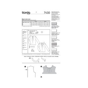 خرید اینترنتی الگو خیاطی بلوز زنانه بوردا استایل کد 7430 سایز 36 تا 46 متد مولر