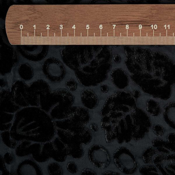 پارچه مخمل تور مشکی گلدار 1