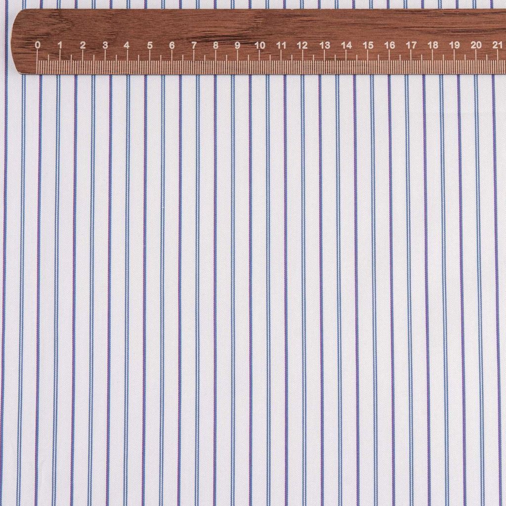 فروش اینترنتی پارچه کتان 100٪ ‍‍‍‍‍‍پنبه +A سفید خط دار سرمه ای راه راه 1