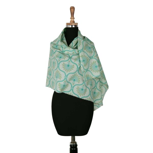 پارچه کتان سبز اسلیمی 3