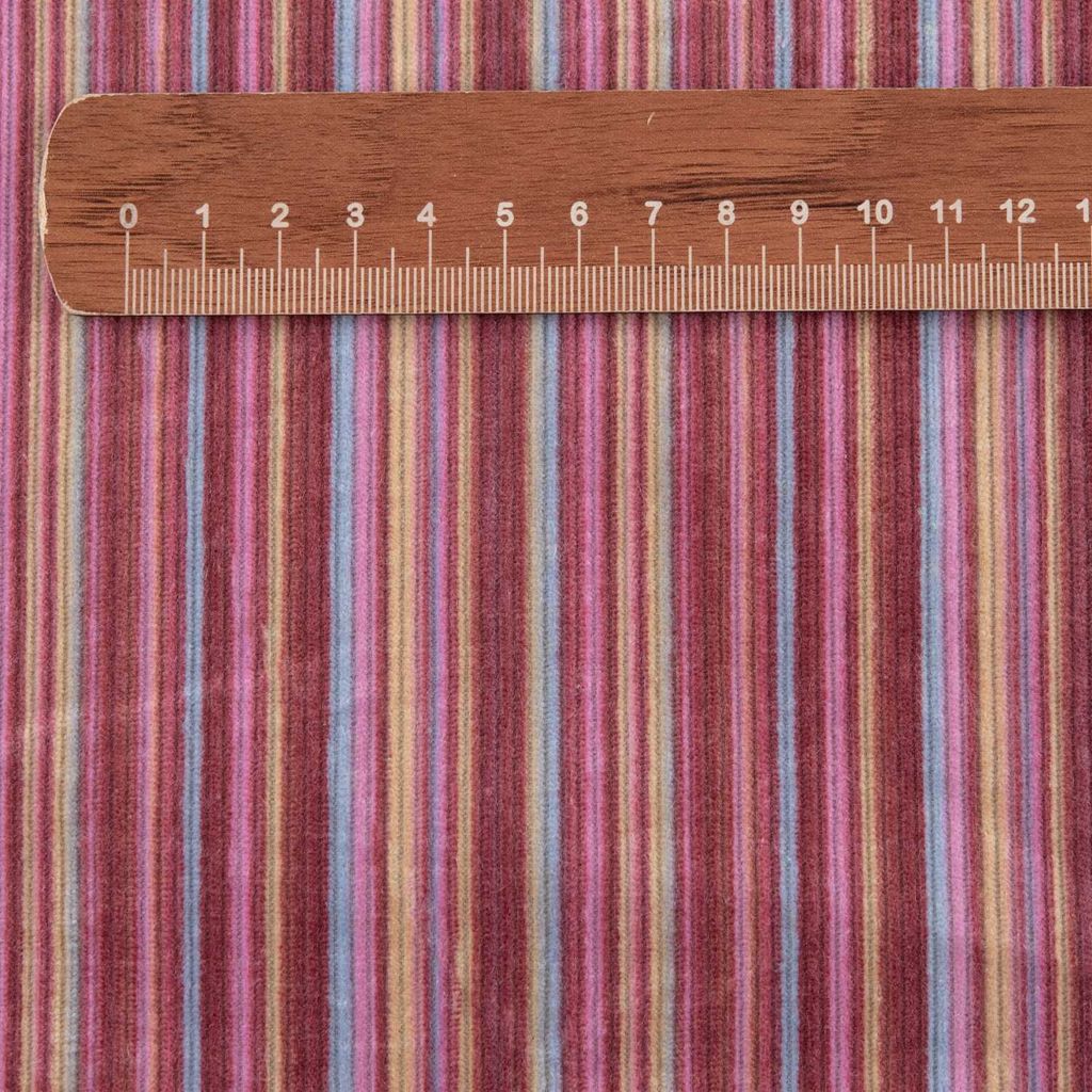 خرید آنلاین پارچه مخمل کبریتی صورتی راه راه 2