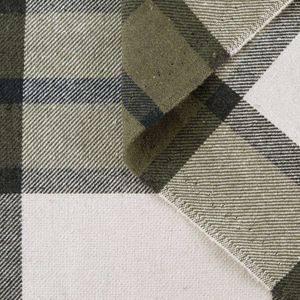 پارچه پشمی نازک سبز کرم چهارخانه 1