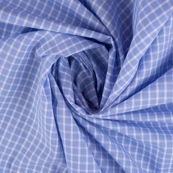 پارچه کتان پنبه سفید آبی روشن چهارخانه 3