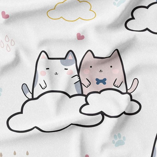   پارچه ملحفه مدل مخمل طرح گربه های  ملوس کد 5011879