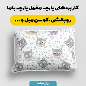 خرید آنلاین   پارچه ملحفه پارچه باما مدل مخمل طرح گربه برفی  کد 5011930