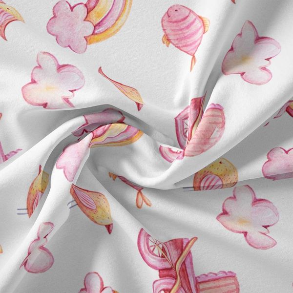 پارچه ملحفه مدل مخمل نوزادی  طرح ماهی و پرنده  کد 5011373