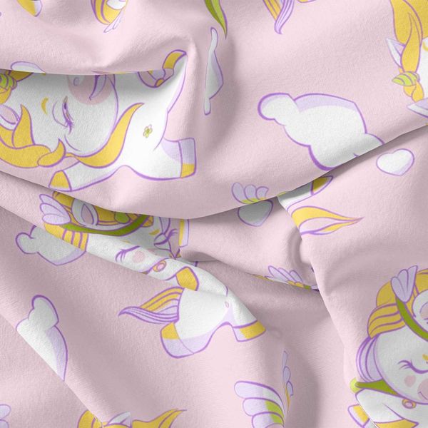 پارچه ملحفه مدل مخمل نوزادی طرح یونیکورن 5011382