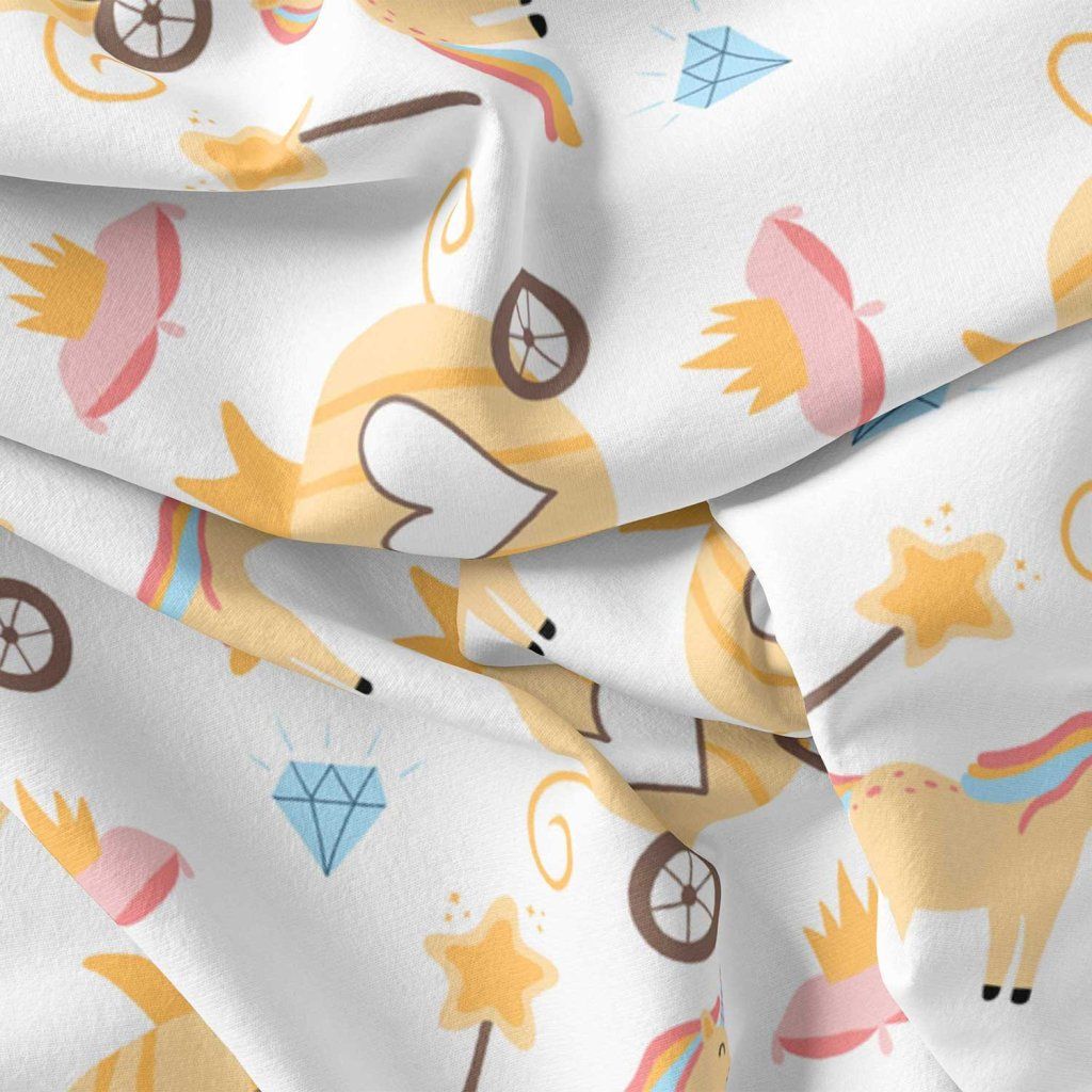 فروش اینترنتی پارچه ملحفه پارچه باما مدل مخمل طرح  یونیکورن کد 5011386