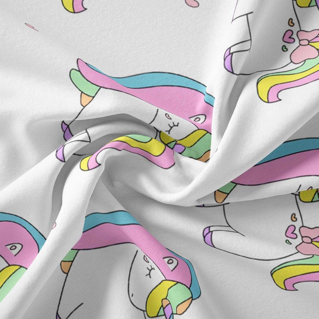 فروش اینترنتی پارچه ملحفه پارچه باما مدل مخمل  طرح یونیکورن کد 5011397