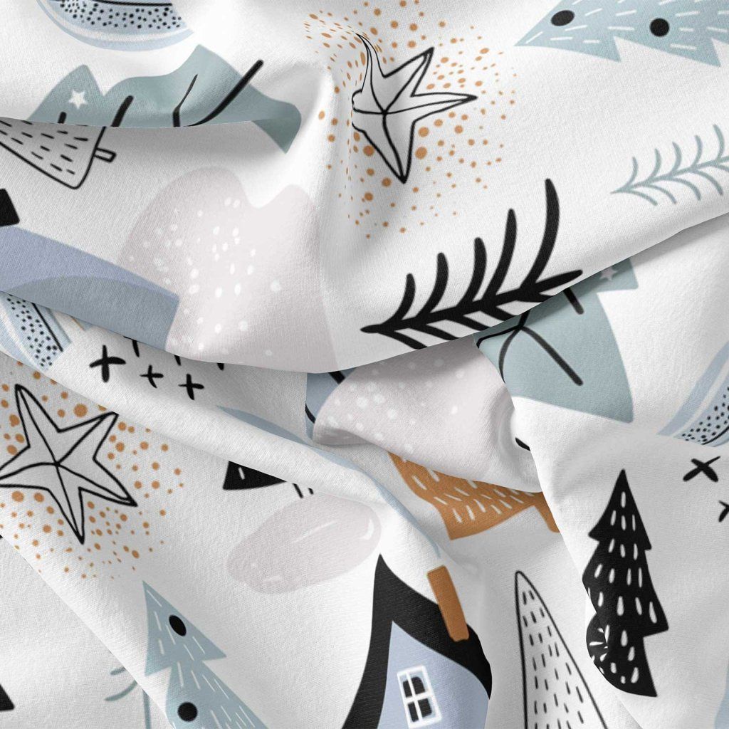 فروش اینترنتی   پارچه ملحفه پارچه باما مدل مخمل  طرح خانه کوهستان   کد 5011346