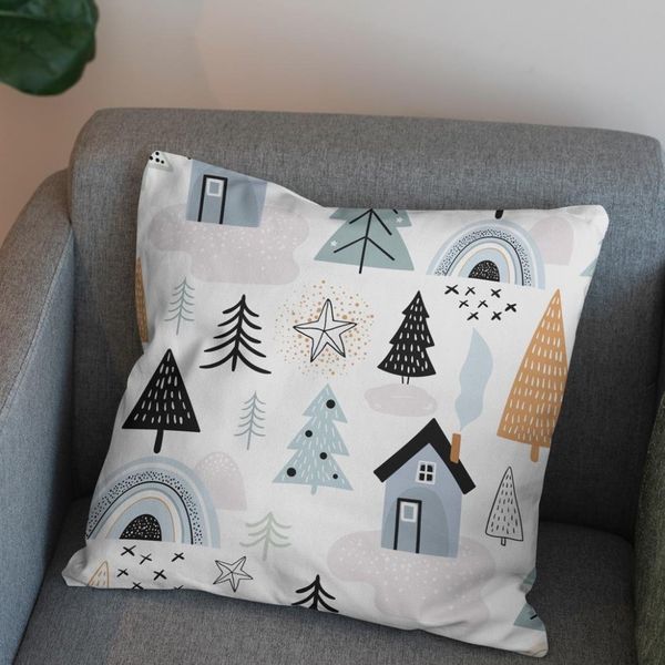   پارچه ملحفه مدل مخمل  طرح خانه کوهستان   کد 5011346