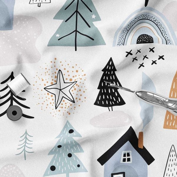   پارچه ملحفه مدل مخمل  طرح خانه کوهستان   کد 5011346