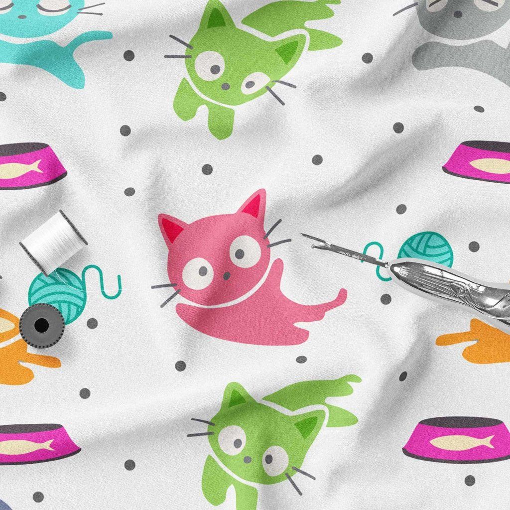 خرید آنلاین  پارچه ملحفه پارچه باما مدل مخمل  طرح  گربه کیوت کد 5011403