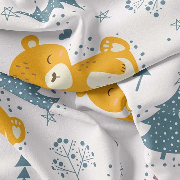 پارچه ملحفه مدل مخمل طرح خرس کد 5011405