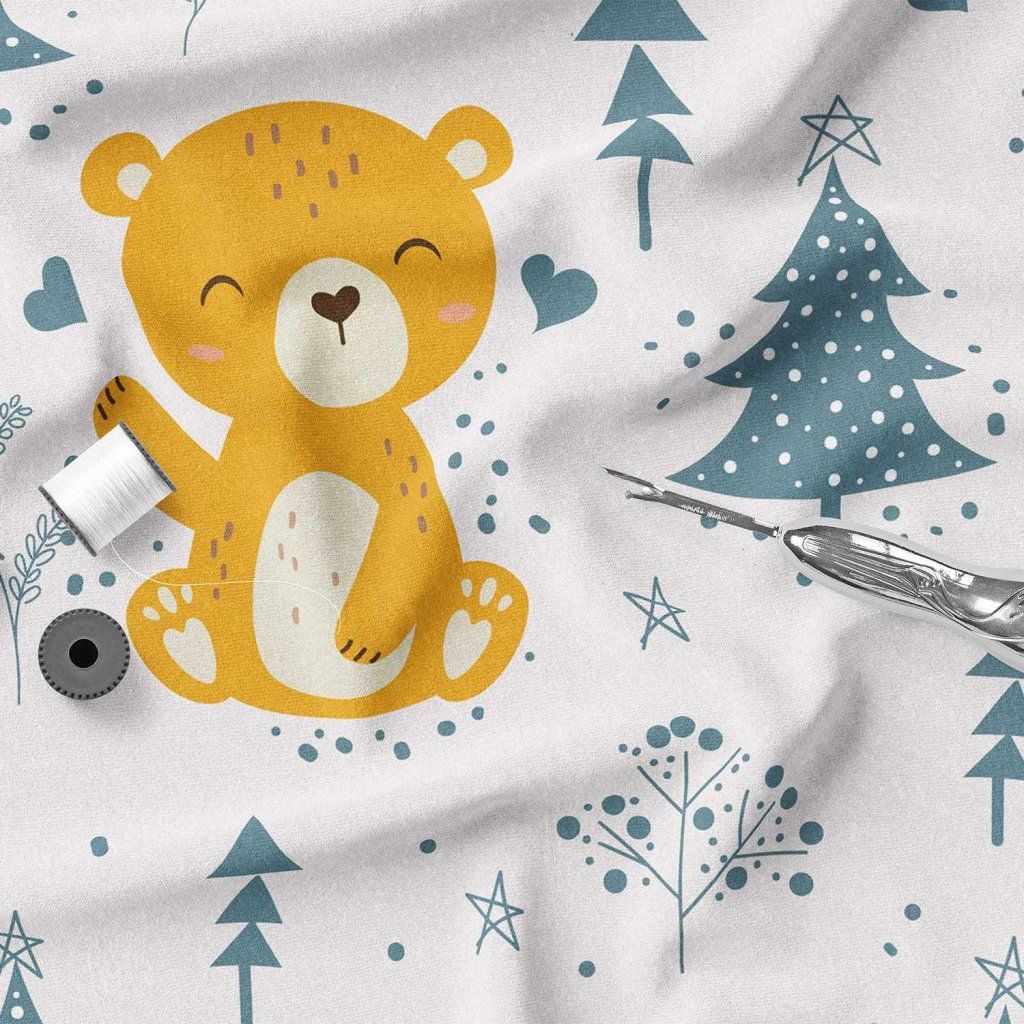 فروش اینترنتی پارچه ملحفه پارچه باما مدل مخمل طرح خرس کد 5011405