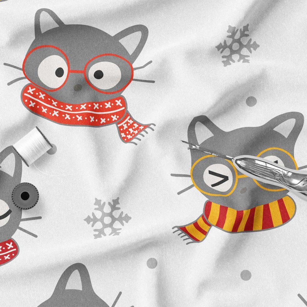 خرید اینترنتی  پارچه ملحفه پارچه باما مدل مخمل طرح گربه زمستانی کد 5011414