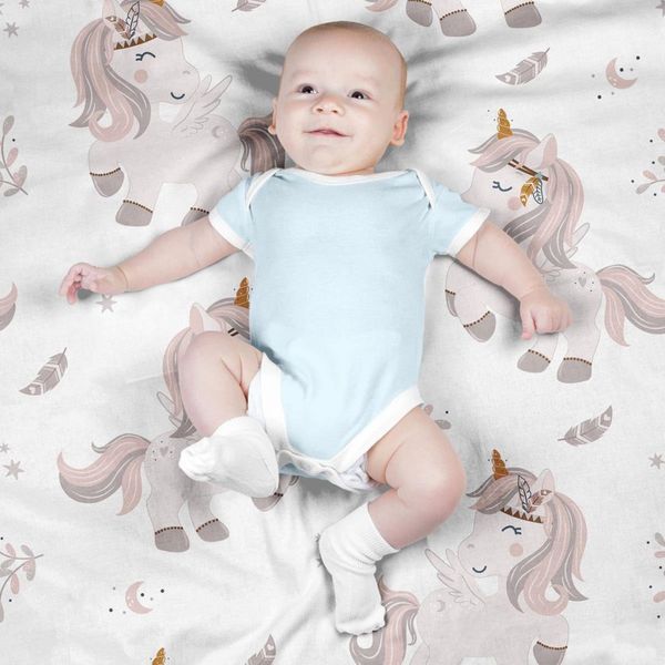    پارچه ملحفه مدل مخمل طرح اسب تک شاخ  کد 5011960