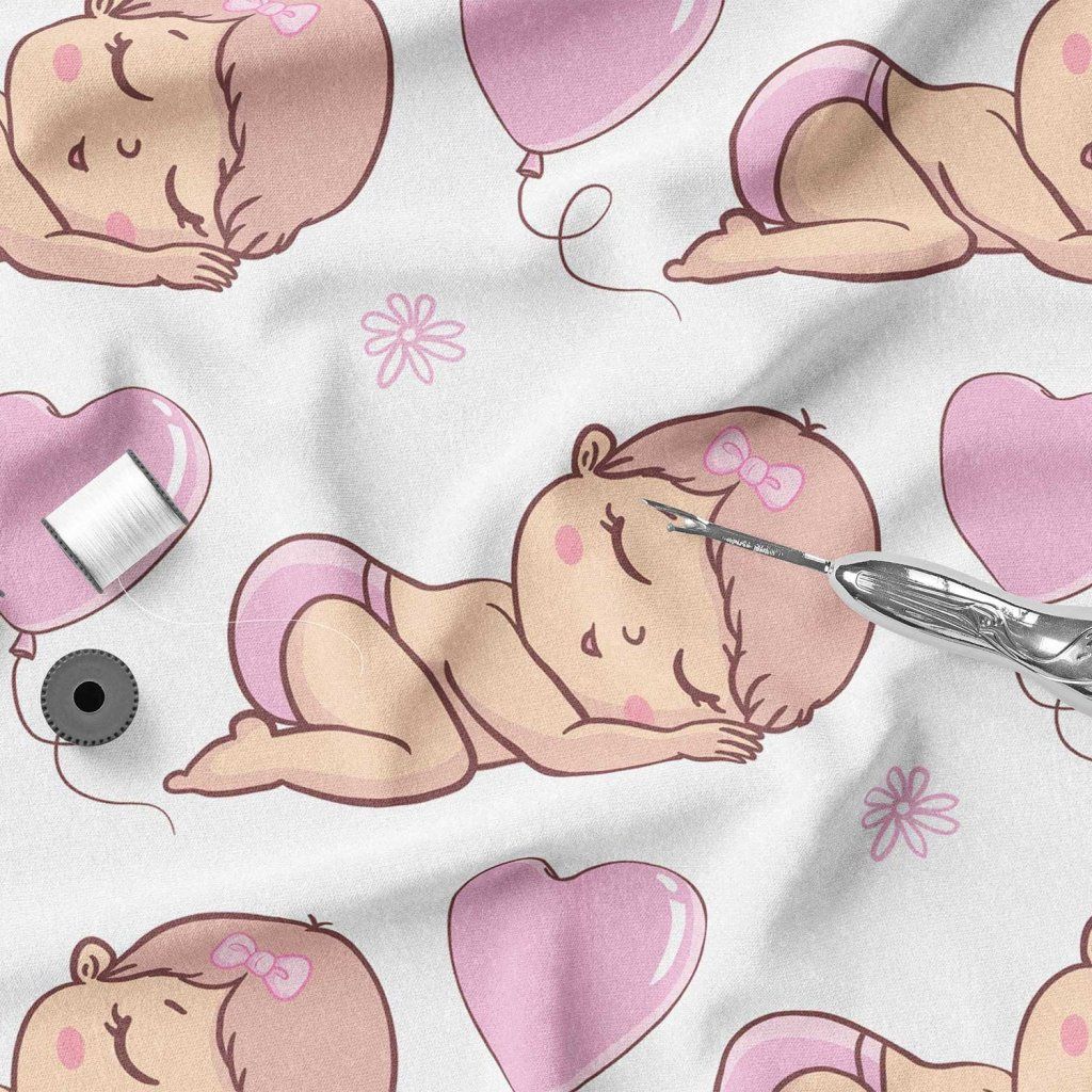 خرید آنلاین  پارچه ملحفه پارچه باما مدل مخمل طرح  نوزاد دختر  5011490