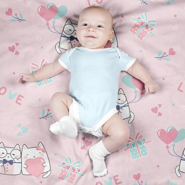    پارچه ملحفه مدل مخمل طرح گربه love کد 5011952