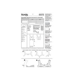 فروش اینترنتی الگو خیاطی تاپ و پیراهن زنانه بوردا استایل کد 6970 سایز 34 تا 44 متد مولر