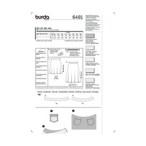 خرید آنلاین الگو خیاطی دامن زنانه بوردا استایل کد 6491 سایز 46 تا 60 متد مولر