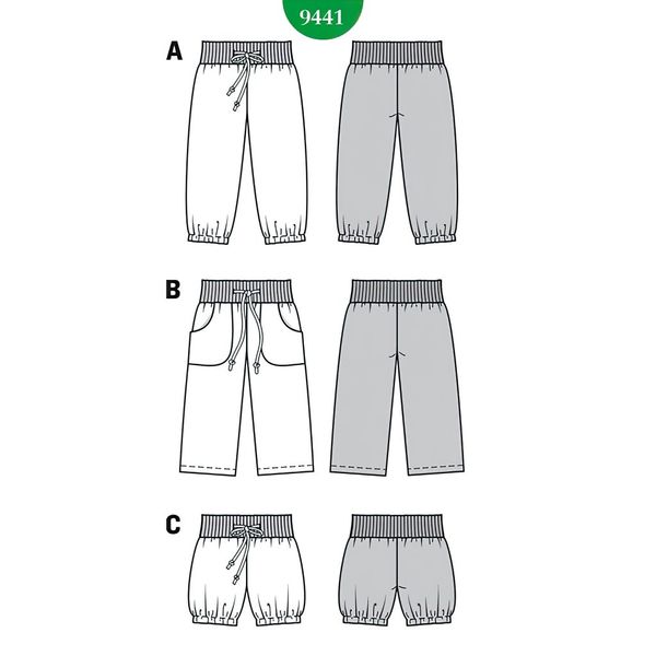 الگو خیاطی شلوار کودک مجله بوردا استایل کد 9441 متدمولر سایز 3 تا 9  سال