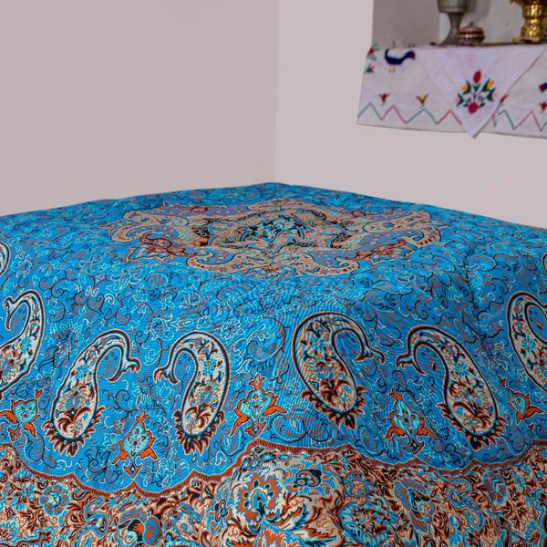 لحاف کرسی درباری فیروزه ای
