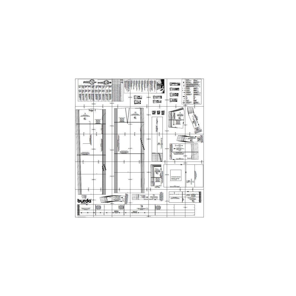 فروش اینترنتی الگو خیاطی تاپ و دامن زنانه بوردا استایل کد 7355 سایز 32 تا 44 متد مولر