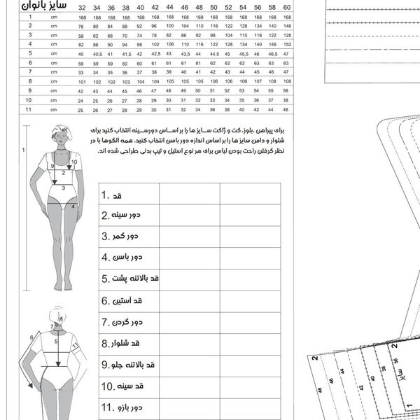 الگو خیاطی کت و پالتو زنانه کد 168 متد مولر سایز 36 تا 48