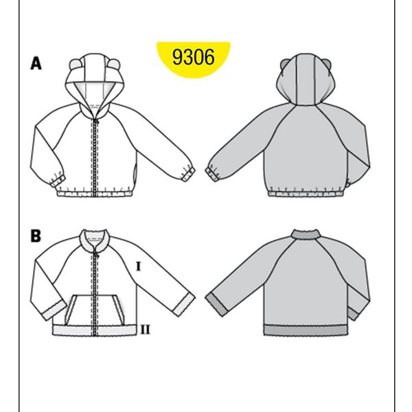 الگو خیاطی سوییشرت کودک بوردا استایل کد 9306 سایز 2 تا 7 سال متد مولر