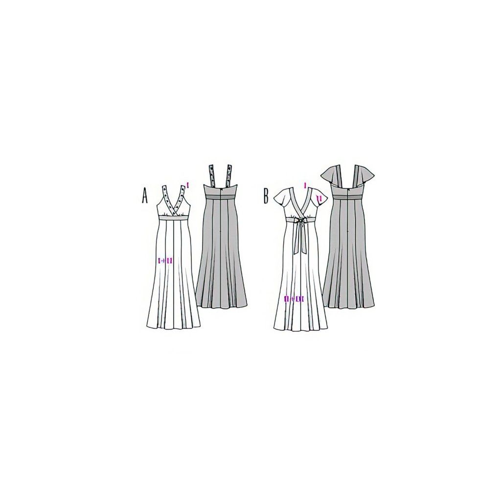 خرید آنلاین الگو خیاطی پیراهن مجلسی زنانه بوردا استایل کد 7405 سایز 36 تا 48 متد مولر