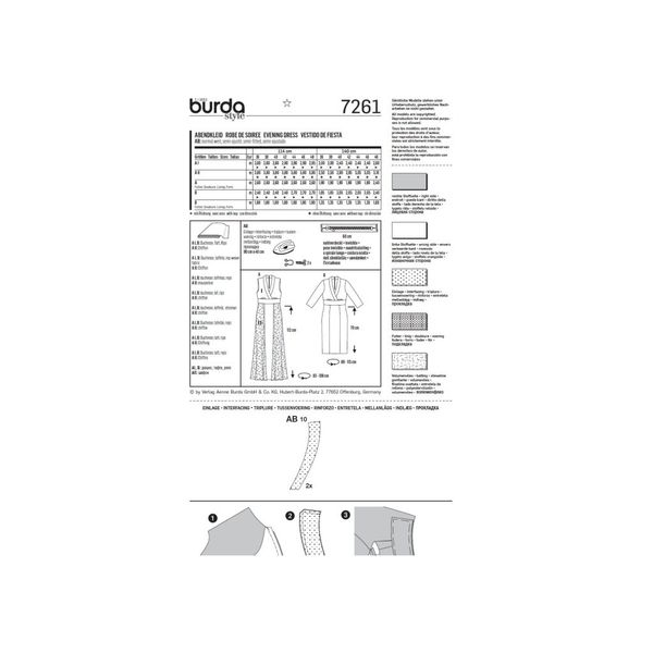 الگو خیاطی پیراهن مجلسی زنانه بوردا استایل کد 7261 سایز 36 تا 48 متد مولر
