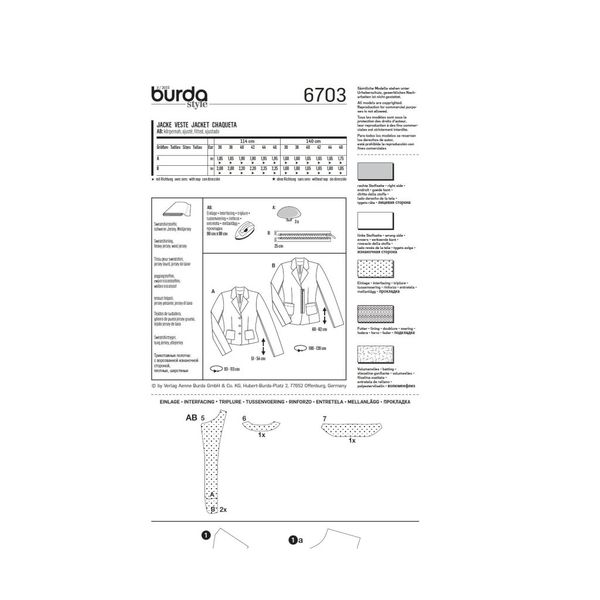 الگو خیاطی کت زنانه بوردا استایل کد 6703 سایز 36 تا 46 متد مولر