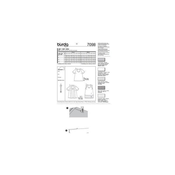الگو خیاطی تاپ و تونیک زنانه بوردا استایل کد 7098 سایز 44 تا 60 متد مولر