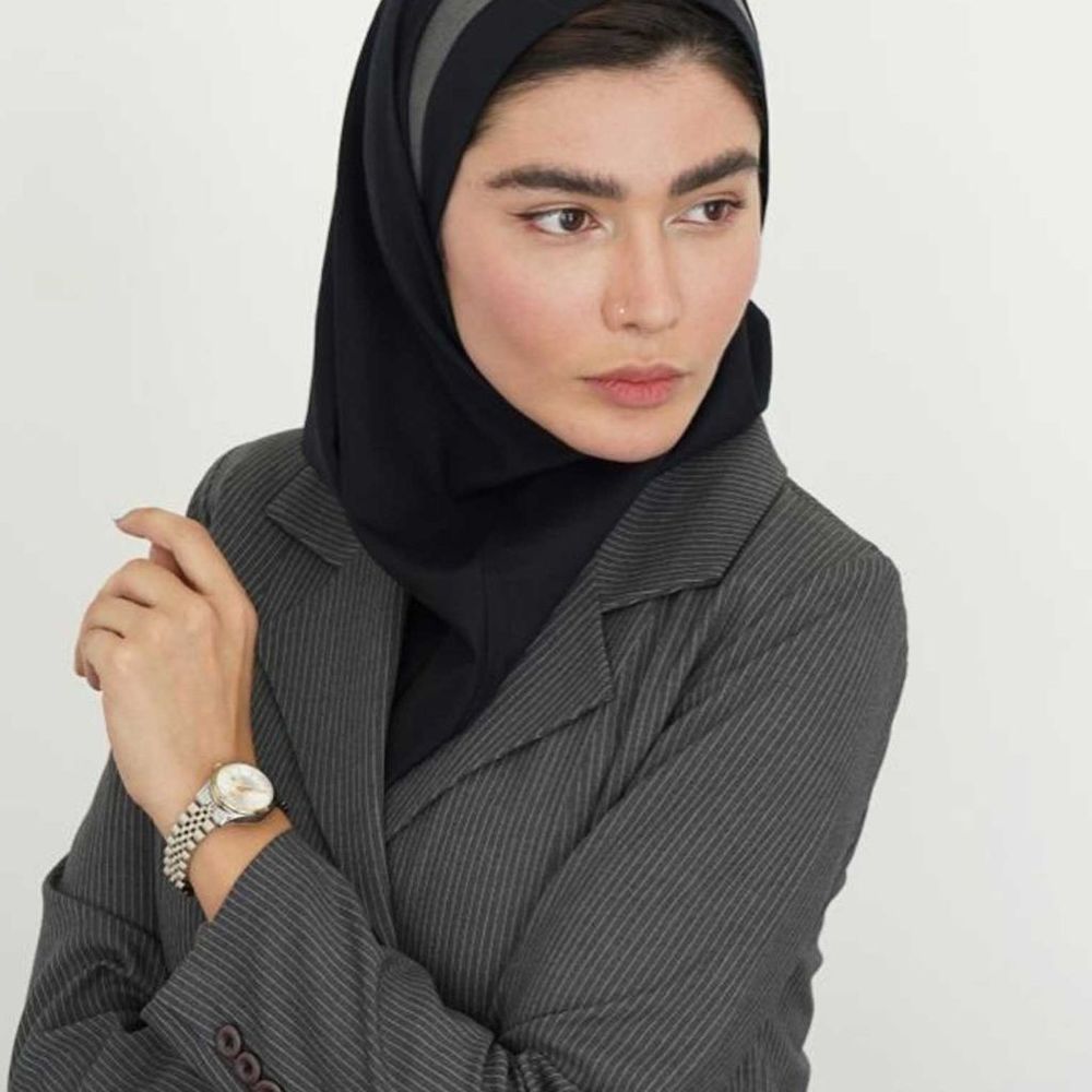 فروش اینترنتی مقنعه تل دار مشکی کد3640