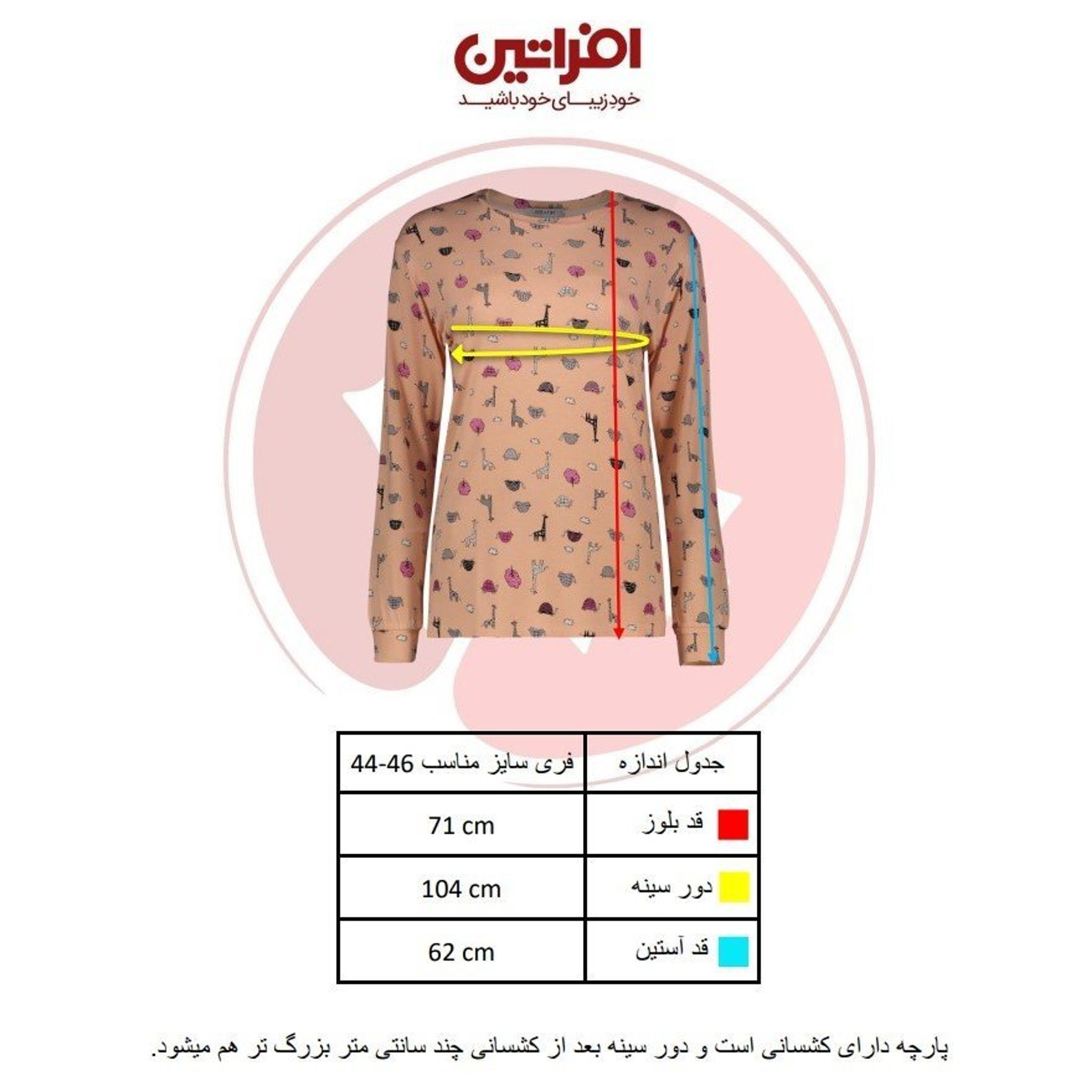 فروش اینترنتی تی شرت آستین بلند زنانه مدل زرافه و دایناسور 