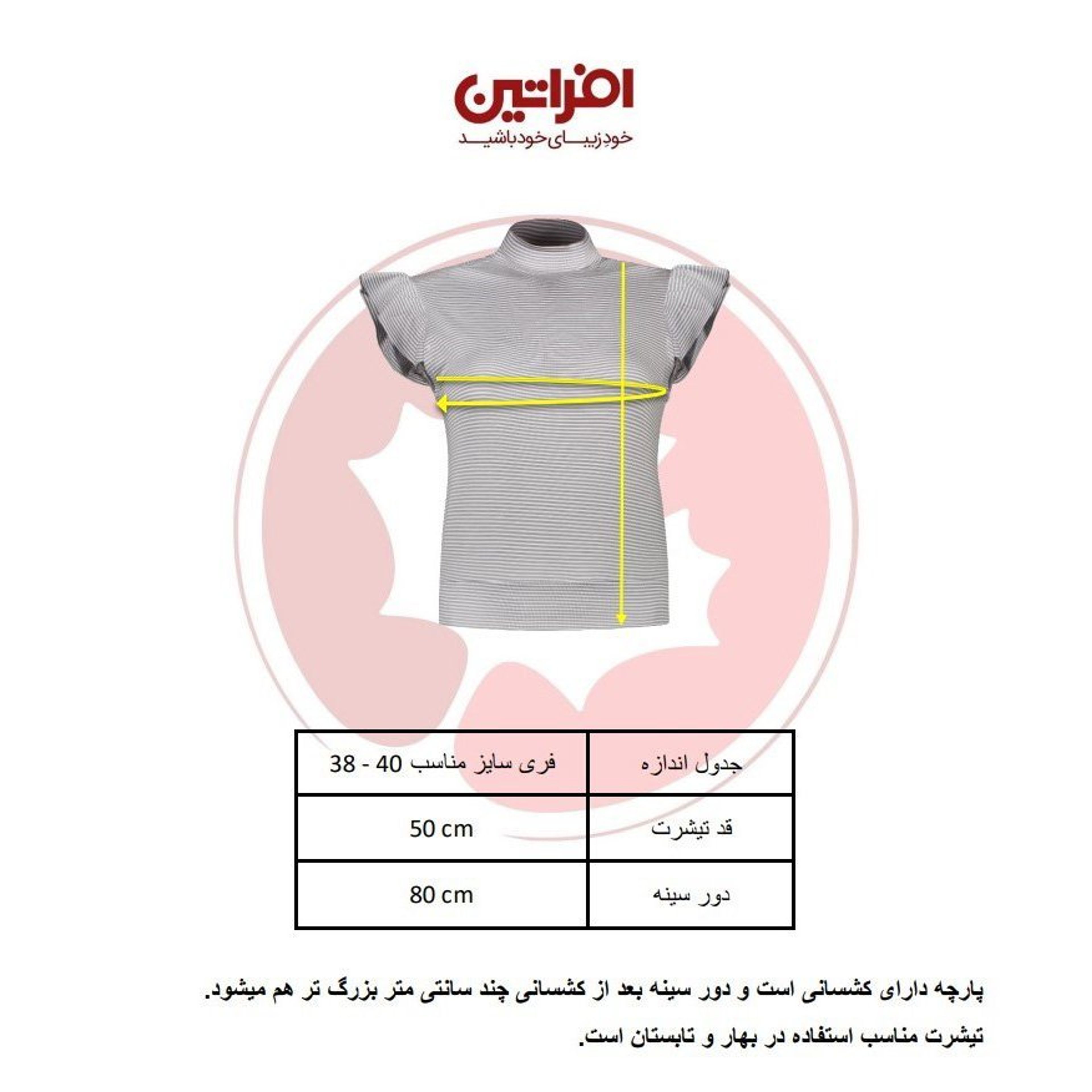خرید اینترنتی تی شرت آستین کوتاه زنانه مدل راه راه عروسکی کد 1571