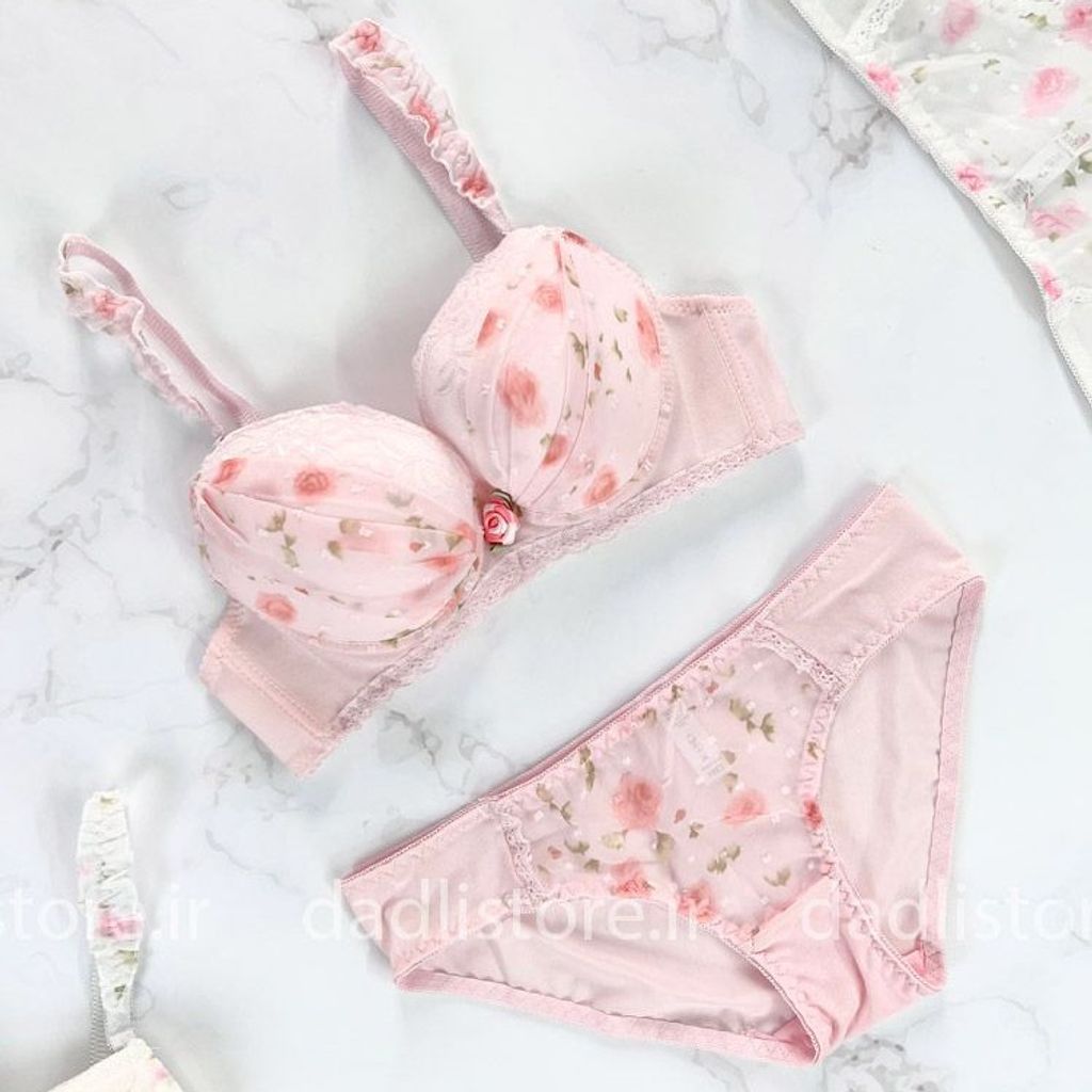 خرید آنلاین ست شورت و سوتین اسفنجی طرح گل