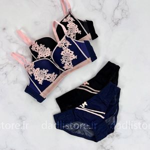 خرید اینترنتی ست شورت و سوتین فانتزی طرح گلدوزی