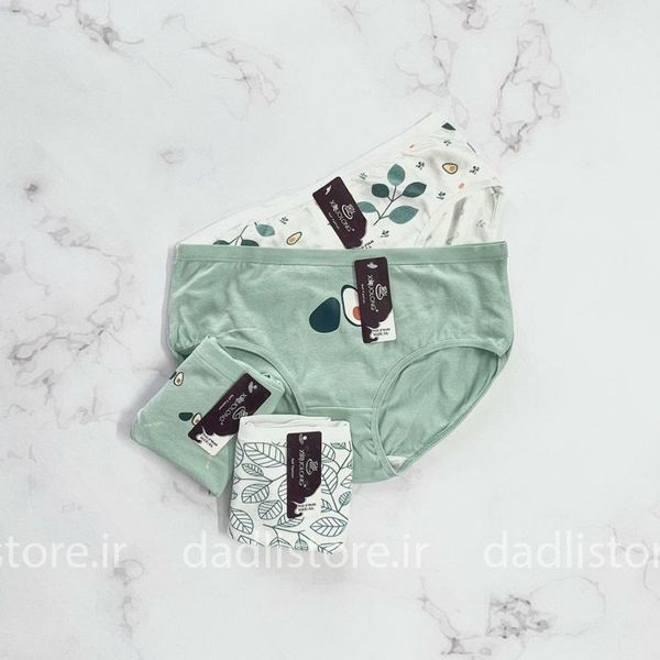 شورت نخ پنبه عروسکی سبز طرح آووکادو